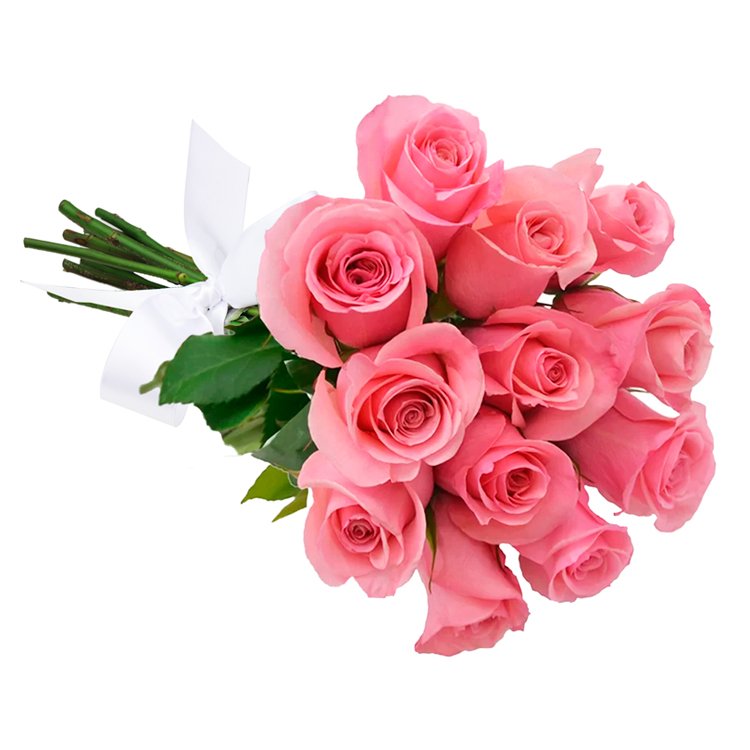 Buquê de 12 Rosas Cor de Rosa